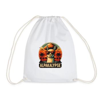 Alpaga Rétro Coucher de soleil Design - Sac de sport léger - blanc - Devant