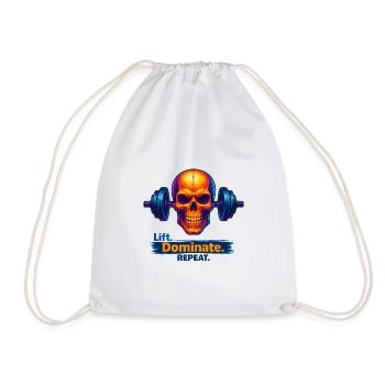 Lift Dominate Repeat - Drawstring Bag - white - Front