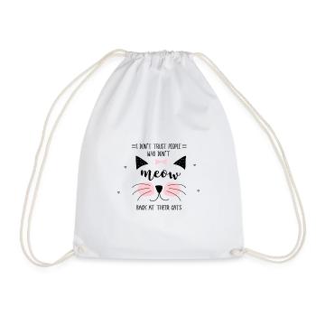 Meow - Cat Lover Sweet Cat Funny Meow - Drawstring Bag - white - Front