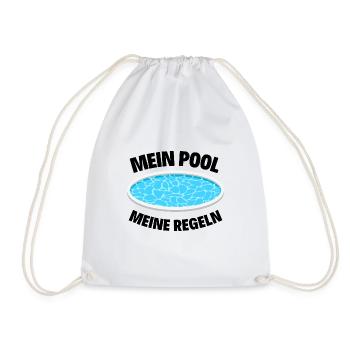 Planschbecken Swimmingpool Pool Schwimmen Geschenk - Turnbeutel - Weiß - Vorne