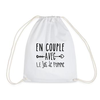 Couples with Apple Juice, Apple Juice Fans - Drawstring Bag - white - Front