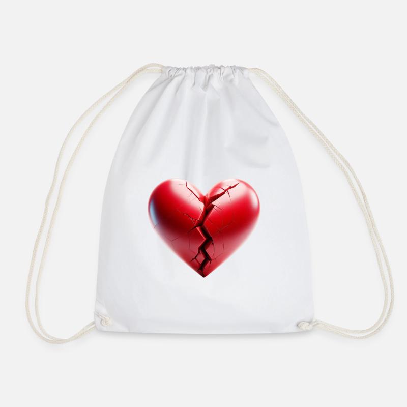 Broken Heart - Valentine's Day - Drawstring Bag - white