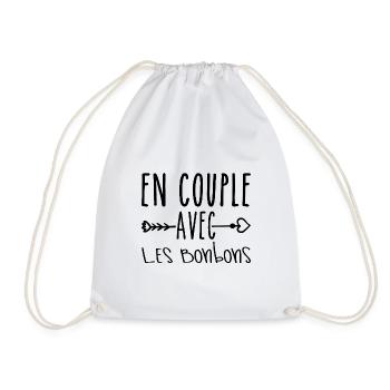 Couples with Candy, Gift Candy Fans - Drawstring Bag - white - Front