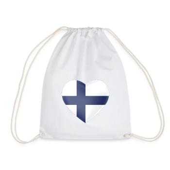 Suomi heart - Drawstring Bag - white - Front