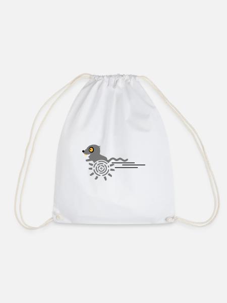 Gerbil / Running Gerbil (3c) - Drawstring Bag - white