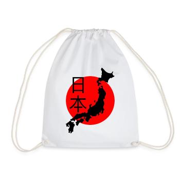 Japanese Red Sun and Map - Drawstring Bag - white - Front
