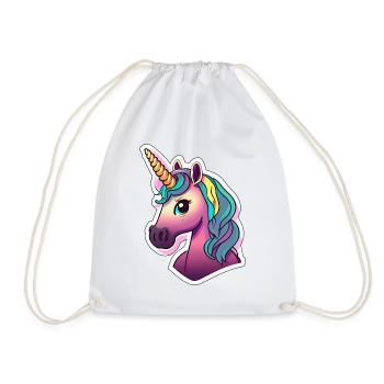 Rainbow Unicorn for Girls Kids Horse - Drawstring Bag - white - Front