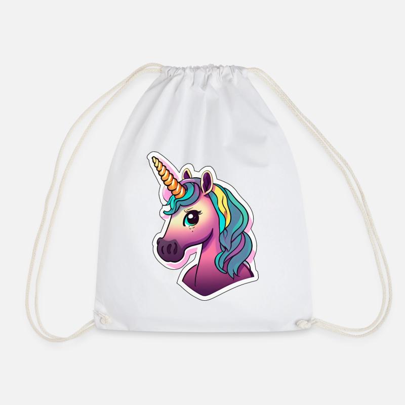 Regenbogen Einhorn für Mädchen Kinder Pferd - Turnbeutel - Weiß