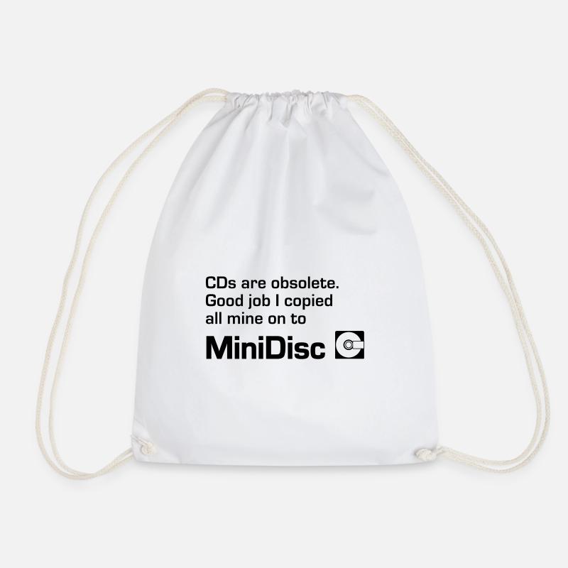 MiniDisc. CDs are obsolete. - Drawstring Bag - white