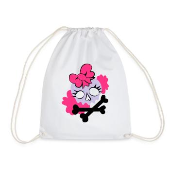 Tête de mort girly - Sac de sport léger - blanc - Devant