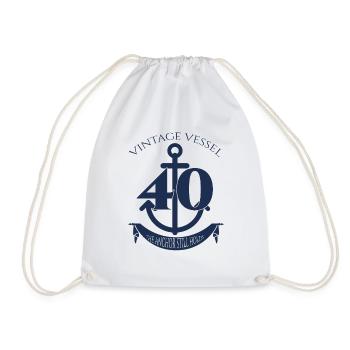 40th Birthday: Vintage Vessel - 40 - The Anchor - Drawstring Bag - white - Front