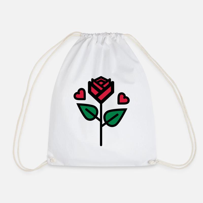 Valentinstag Rose mit Herz - Turnbeutel - Weiß