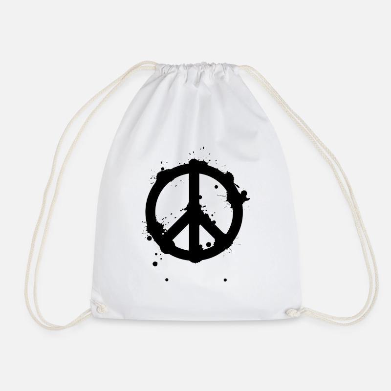 Peace sign - peace symbol - Drawstring Bag - white