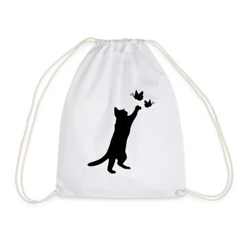 cat kitten playing cat cute cat baby cat - Drawstring Bag - white - Front
