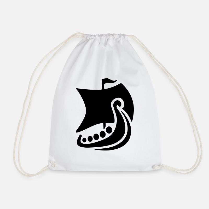 viking-ship - Drawstring Bag - white