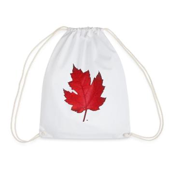 Red maple leaf - Drawstring Bag - white - Front