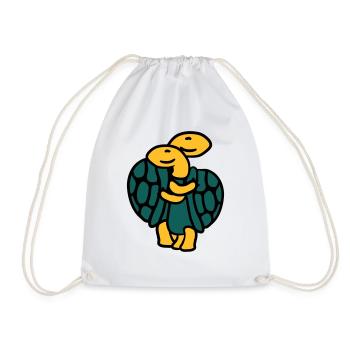 Sweet Cute Tortoise Couple - Drawstring Bag - white - Front