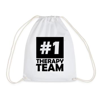 number one therapy team - Drawstring Bag - white - Front