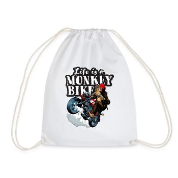Life is a monkey bike - Drawstring Bag - white - Front