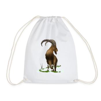 Ibex, mountains, alps - Drawstring Bag - white - Front