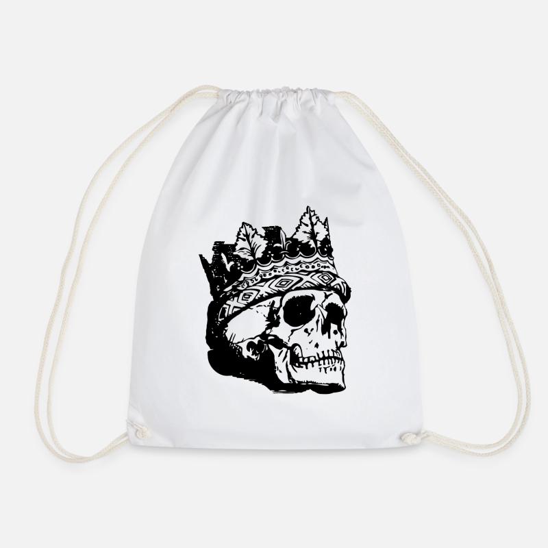 King skull. - Drawstring Bag - white