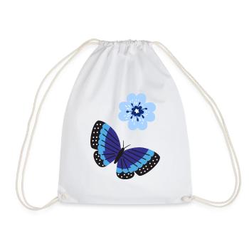 Blauer Schmetterling mit einer blauen Blume - Turnbeutel - Weiß - Vorne