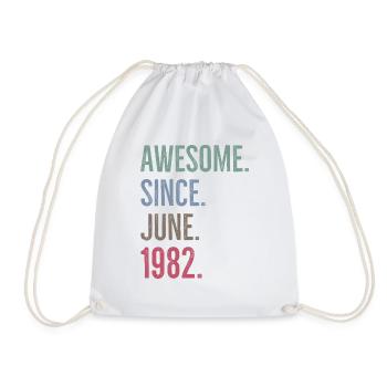 Awesome Since June 1982 - Drawstring Bag - white - Front