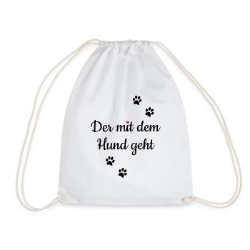 Hund Er Gassi Spruch lustig witzig Haustier Idee - Turnbeutel - Weiß - Vorne