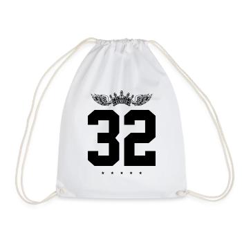 32 Number crown - Drawstring Bag - white - Front