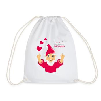Happy gnome. Never stop dreaming - Drawstring Bag - white - Front