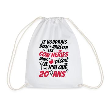 conneries 20 ans / cadeau anniversaire 20 ans - Sac de sport léger - blanc - Devant