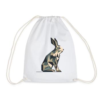 Origami Rabbit - Drawstring Bag - white - Front