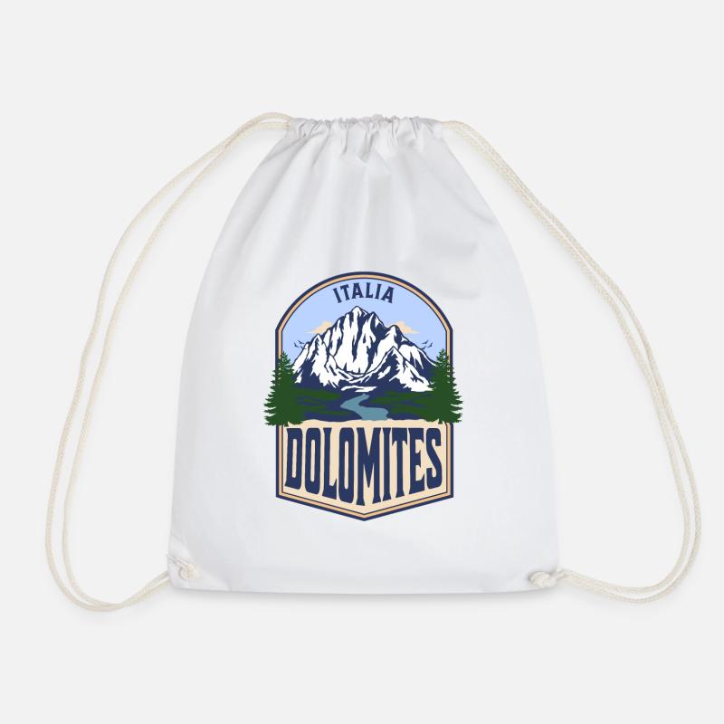 Dolomites Italy Vintage Mountain - Drawstring Bag - white
