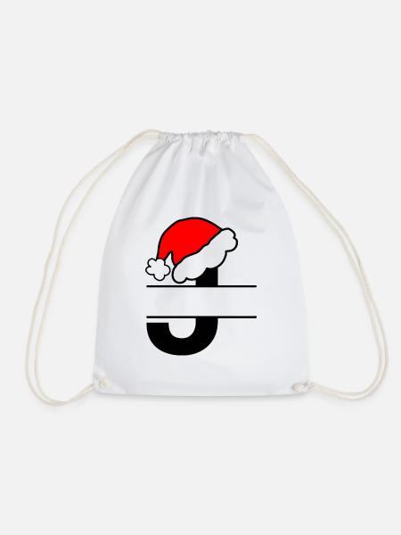 Alphabet Weihnachtsbuchstabe J zum Personalisieren - Turnbeutel - Weiß