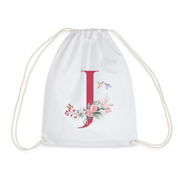Buchstabe j floral - Geschenkidee - Turnbeutel - Weiß - Vorne