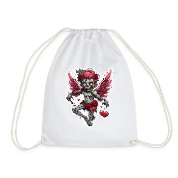 Cupid / Love / Arrow / Heart / Valentine's Day - Drawstring Bag - white - Front