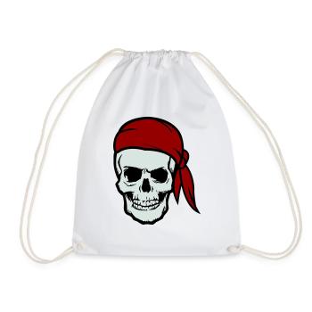 skull pirate - Drawstring Bag - white - Front