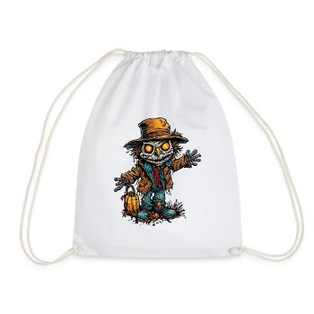 Scarecrow / Harvest Worker / Corn Field / Field - Drawstring Bag - white - Front