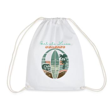 Girl who Loves Surfing - Drawstring Bag - white - Front