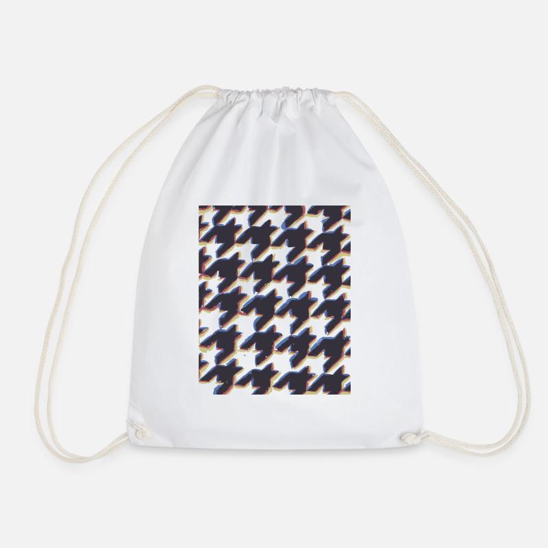 Houndstooth Pattern 3d Illusion - Drawstring Bag - white