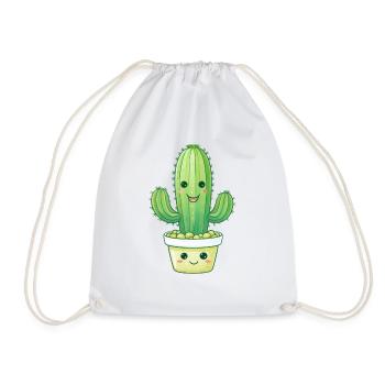 Cactus in a flower pot - Drawstring Bag - white - Front
