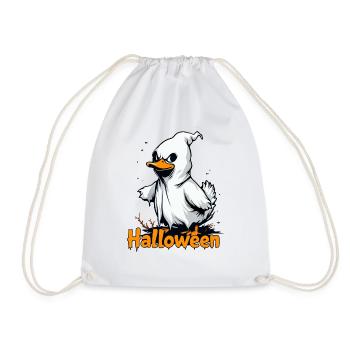 Spooky Duck Ghost Halloween T-Shirt | Cute Ghostly - Drawstring Bag - white - Front