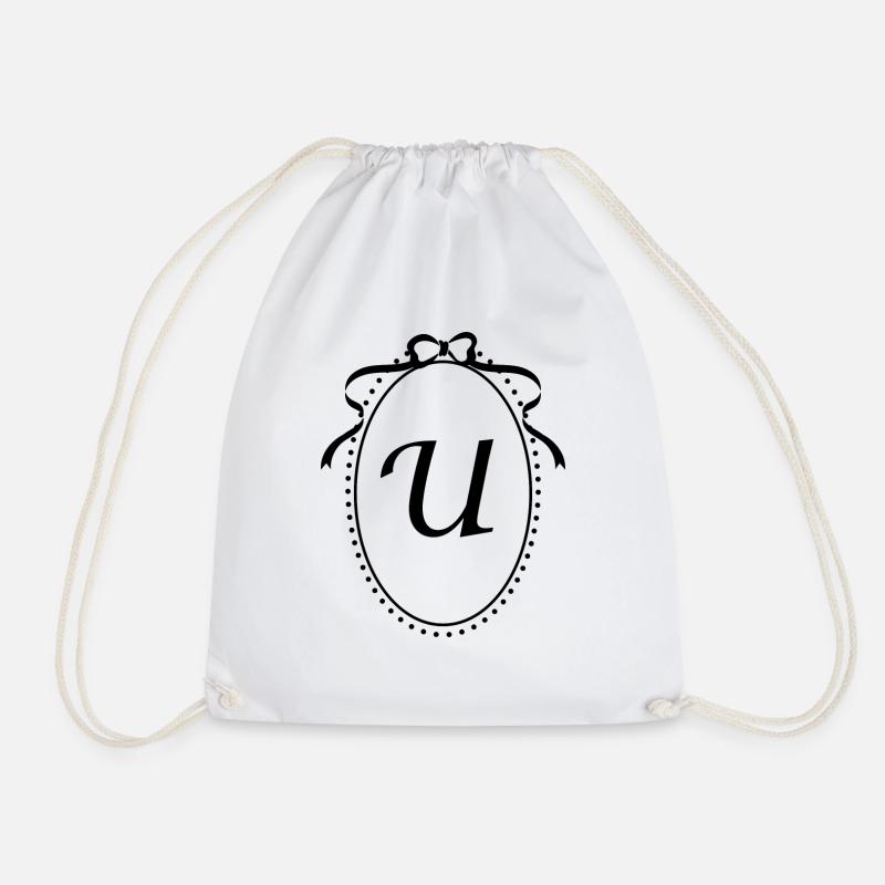 Vintage Band Buchstabe u - Geschenkidee - Turnbeutel - Weiß