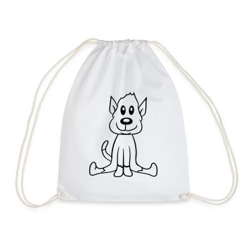 chien assis mignon petit chiot heureux animal de compagnie - Sac de sport léger - blanc - Devant