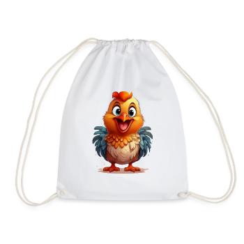 Crazy Chicken - Drawstring Bag - white - Front