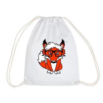 Fox Nerd Horn-rimmed Glasses Geek Smart Intelligent Cool - Drawstring Bag - white - Front