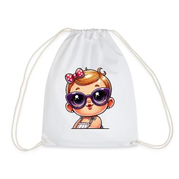 baby girl - Drawstring Bag - white - Front