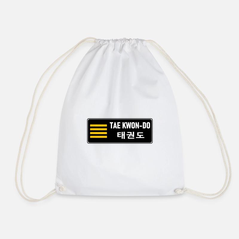 MATS082 Black belt 4th Dan ITF TKD - Drawstring Bag - white