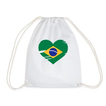 I love Brasil - Brasilien Flaggen Herz - Turnbeutel - Weiß - Vorne