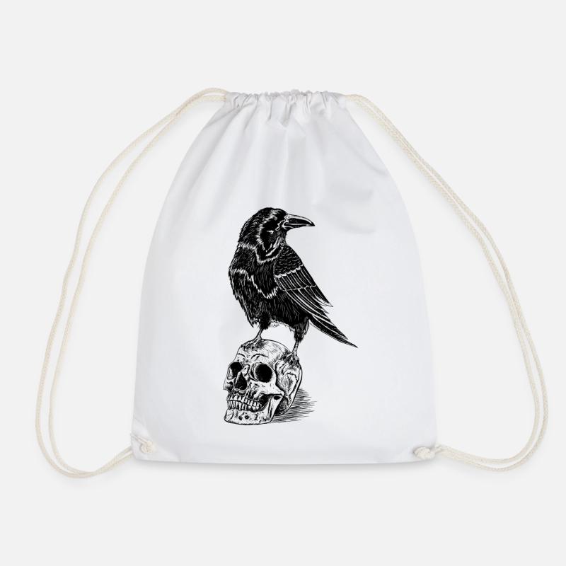 Raven and skull - Sac de sport léger - blanc